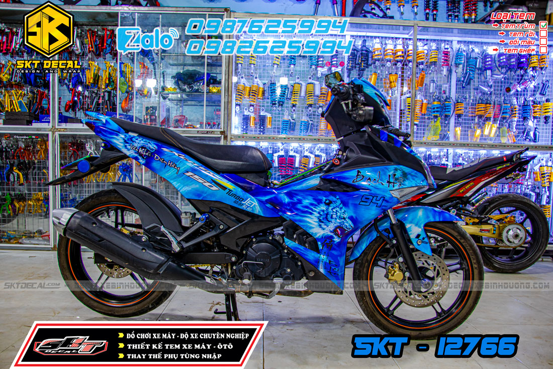Yamaha Exciter 150 tuyệt đẹp với bộ tem màu xanh đi kèm phụ kiện đắt giá